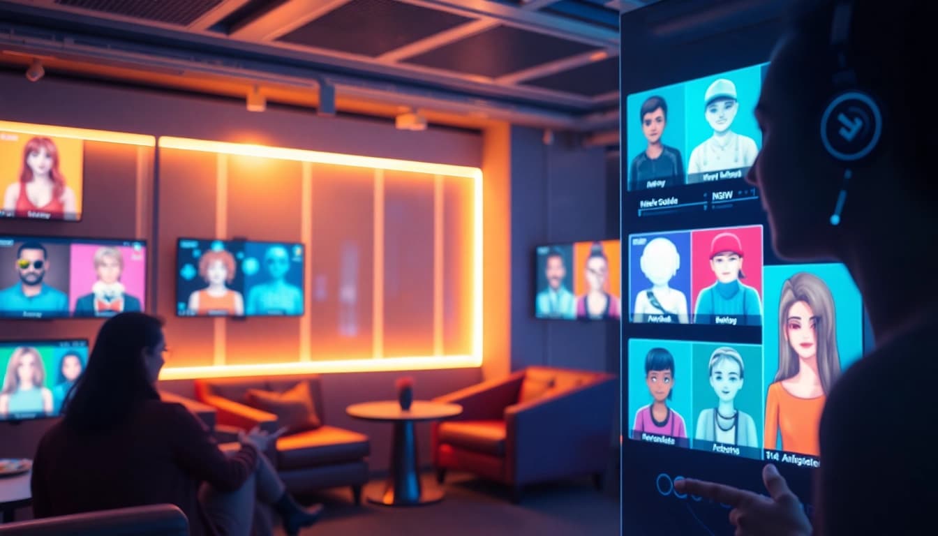Experience engaging nsfw ai chat interactions in a modern virtual lounge.