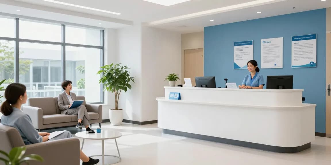 Married couples separate ACA plans in a healthcare setting, showcasing patient care and professional medical services in a welcoming clinic.