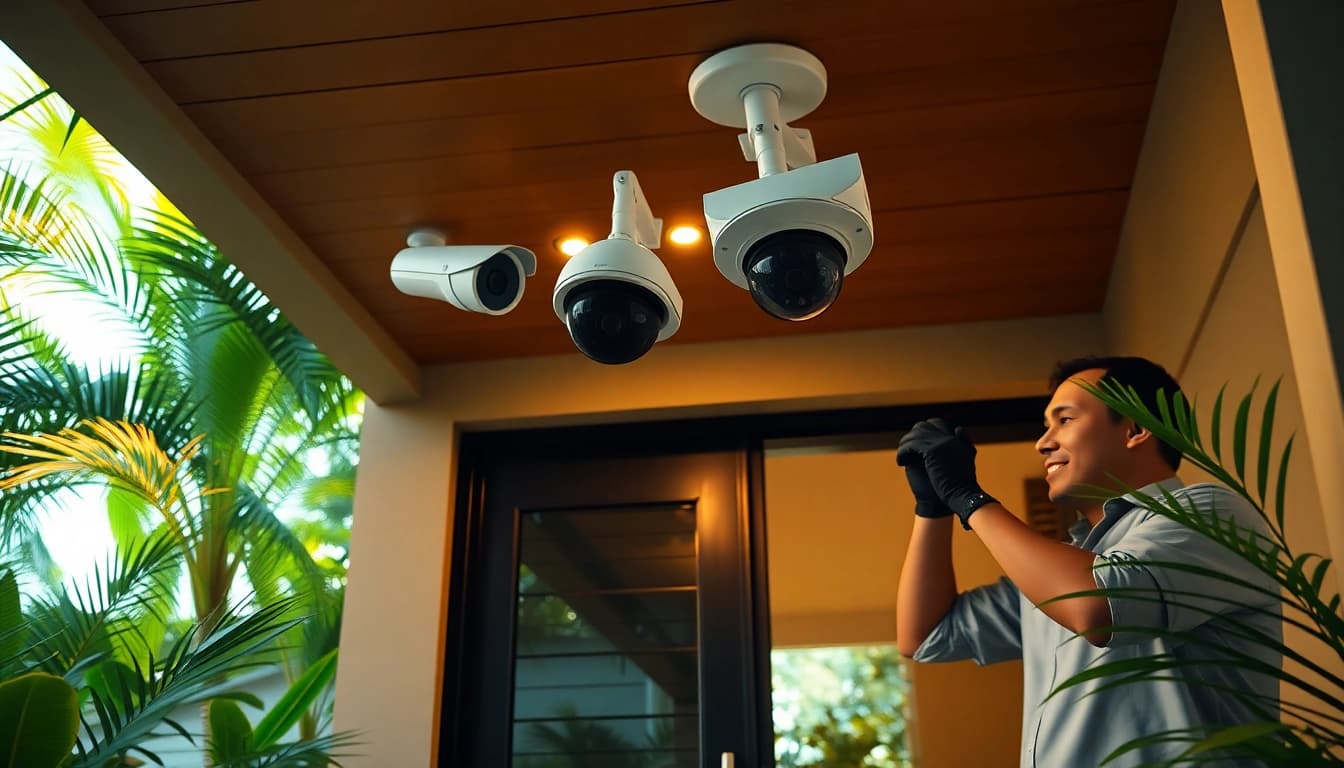 Cámaras de seguridad en Guanacaste: Instalación de seguridad moderna con cámaras IP avanzadas en un entorno doméstico tropical.