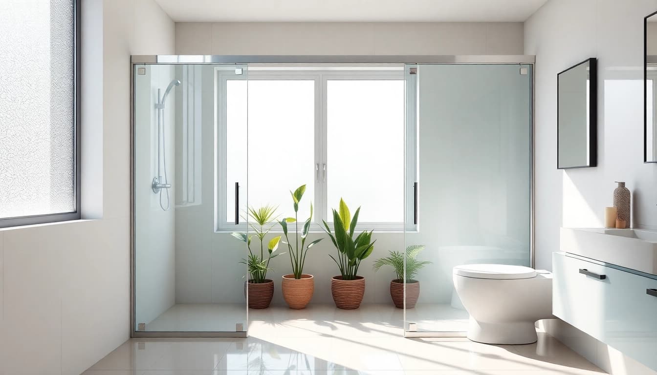 Elegant sliding shower doors enhancing a modern bathroom's aesthetic and functionality.