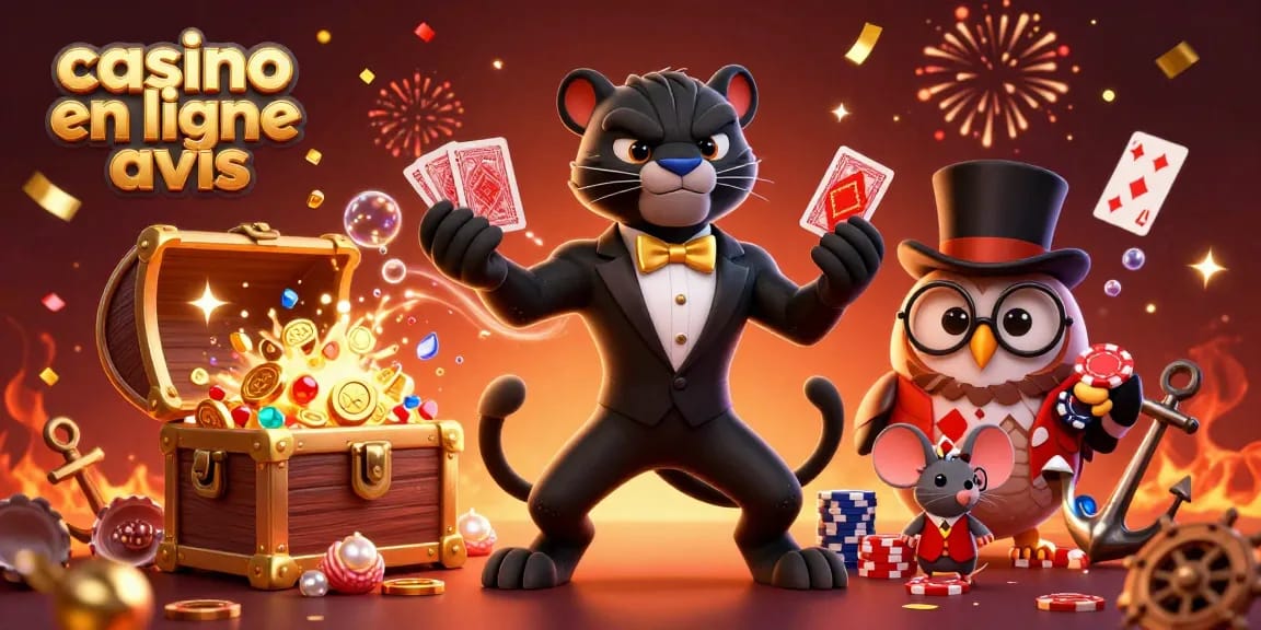 Jouez avec des avis de casino en ligne, incluant un panda élégant, une chouette et une souris chanceuse.