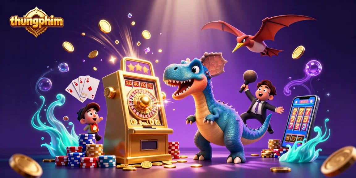 thungphim slot machine illustration, pachycephalosaurus winning coins in a dynamic casino scene