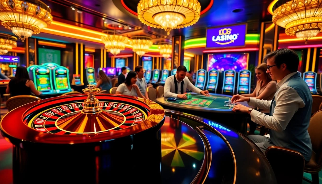 Engaged players placing bets at LC88 casino's luxurious roulette table, showcasing the excitement of online gambling.