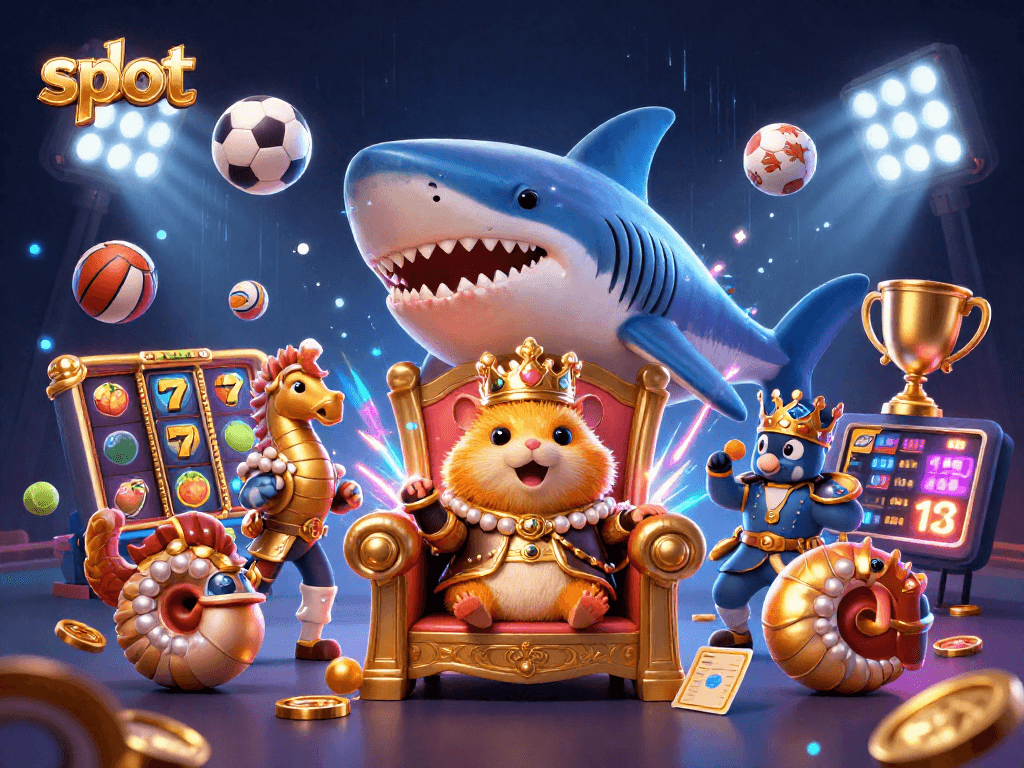 Menangkan jackpot slot dengan permainan menarik dalam ilustrasi 3D kota kasino yang megah.