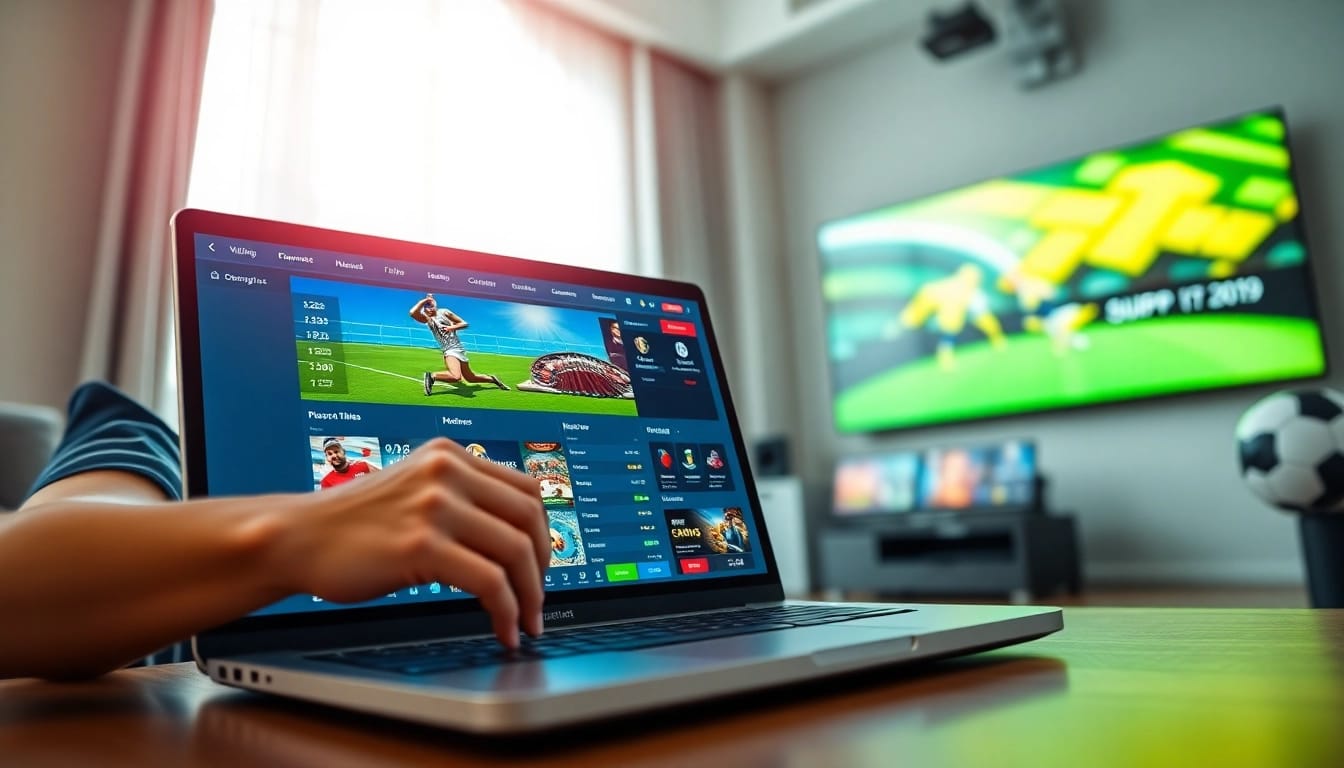 Engaged user experiencing the thrill of online gambling at okvipwin.live, showcasing sports and casino games.