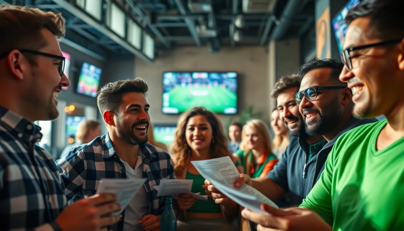 Explore online sportsbooks Oklahoma with enthusiastic bettors enjoying a modern sports betting environment.