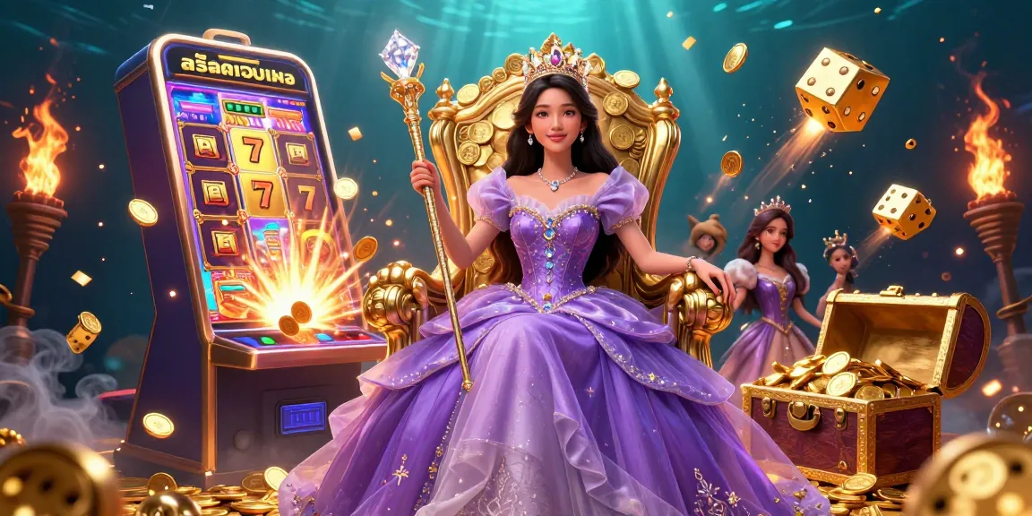 Experience the excitement of สล็อตเว็บตรง with a glamorous princess amidst a jackpot explosion.