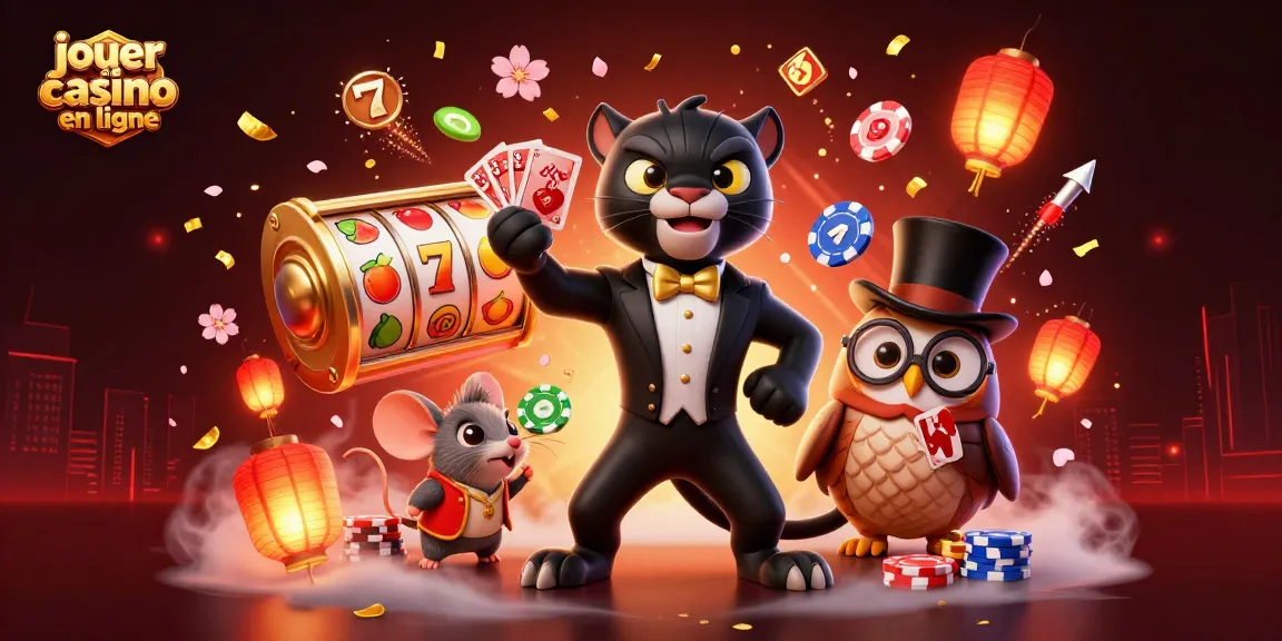 Jouer au casino en ligne avec une illustration animée de la panthère élégante distribuant des cartes