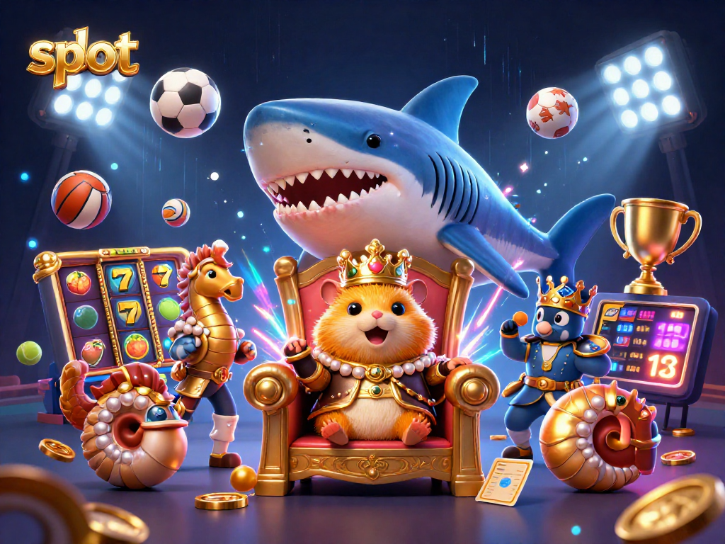 Menangkan jackpot slot dengan permainan menarik dalam ilustrasi 3D kota kasino yang megah.