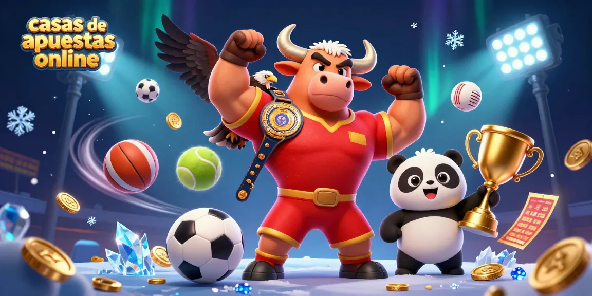 Apuestas en casas de apuestas online con personajes animados celebrando trofeos y deportes en acción