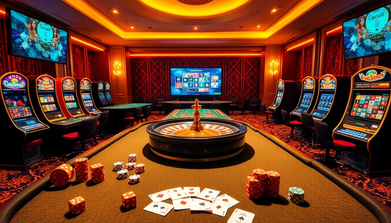 Visuels captivants de site de casino en ligne présentant des tables vibrantes et une roue de roulette.