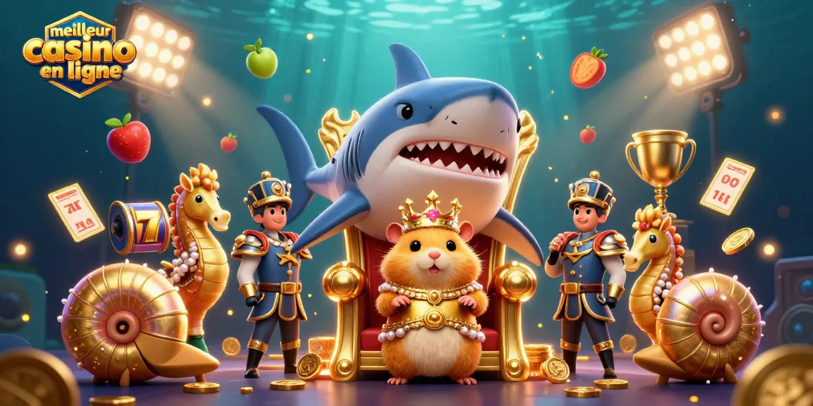 Plongez dans l'univers du meilleur casino en ligne avec un roi hamster sur son trône, entouré de machines à sous et de pépites d'or.