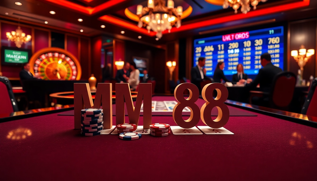 Engaging in MM 88 casino game with vibrant chips and luxury ambiance