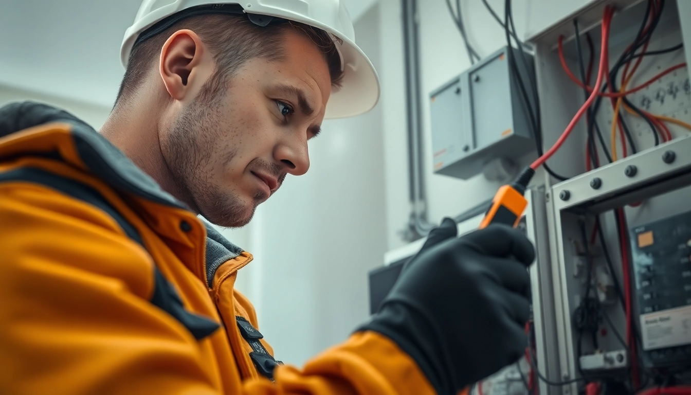 Technician engaged in edmonton electrical maintenance, examining equipment with expertise.