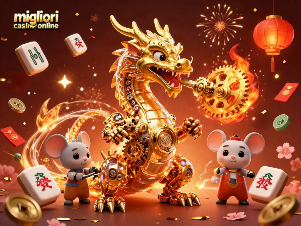 Migliori casino online: gioca e vinci con il drago d'oro in un vivace ambiente festivo.