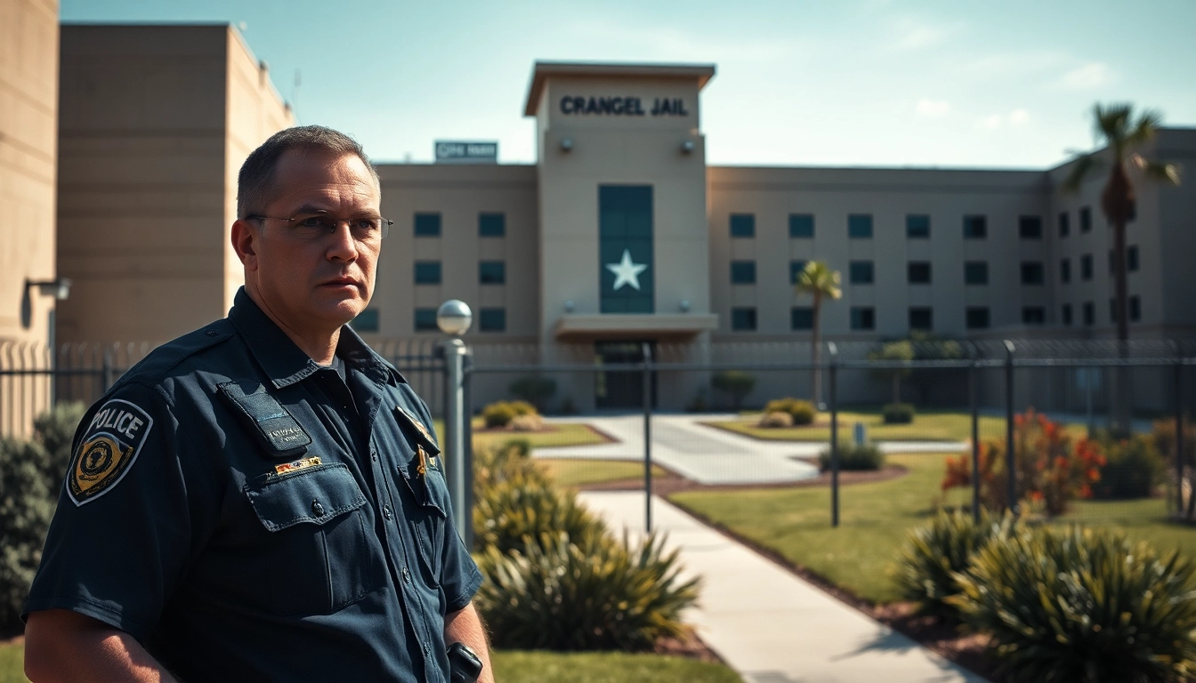 OC Jail officer monitors the facility, highlighting security and professionalism in a natural setting.