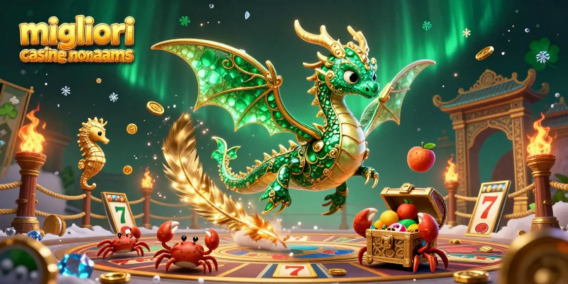Gioca nei migliori casinò online non AAMS con il drago marino e i simboli delle slot in un'illustrazione vibrante.