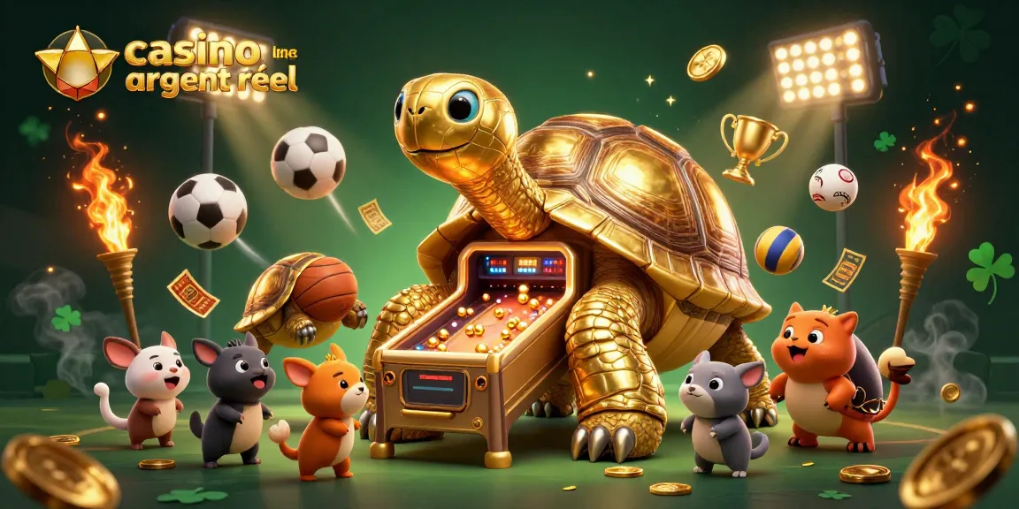 Profitez de l'expérience immersive du casino en ligne argent réel avec une illustration dynamique remplie de jeux et de récompenses.