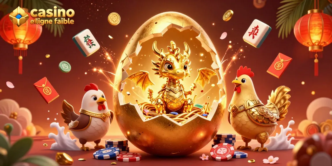 Jouez au casino en ligne fiable avec cette illustration captivante représentant des dragons dorés.