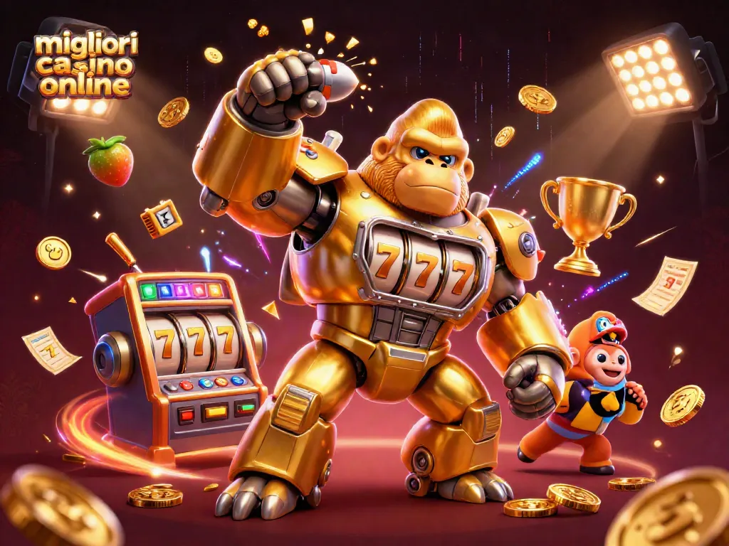 Scopri i migliori casino online mentre esplodono monete d'oro in un'illustrazione vivace e dinamica.