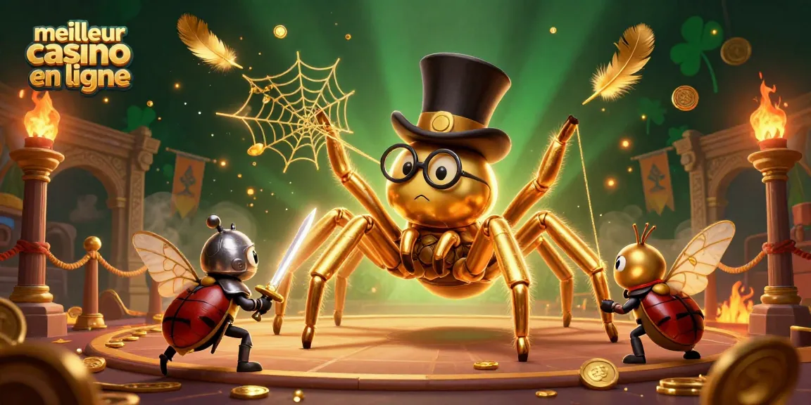 Jouer au meilleur casino en ligne avec une araignée géante et un chevalier, riche en animations et détails