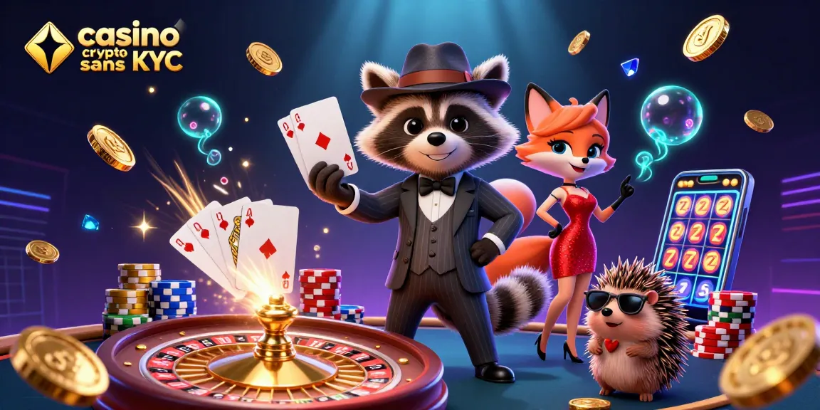 Visualisez le casino crypto sans KYC avec des personnages animés tout en jouant aux cartes et en s'amusant.