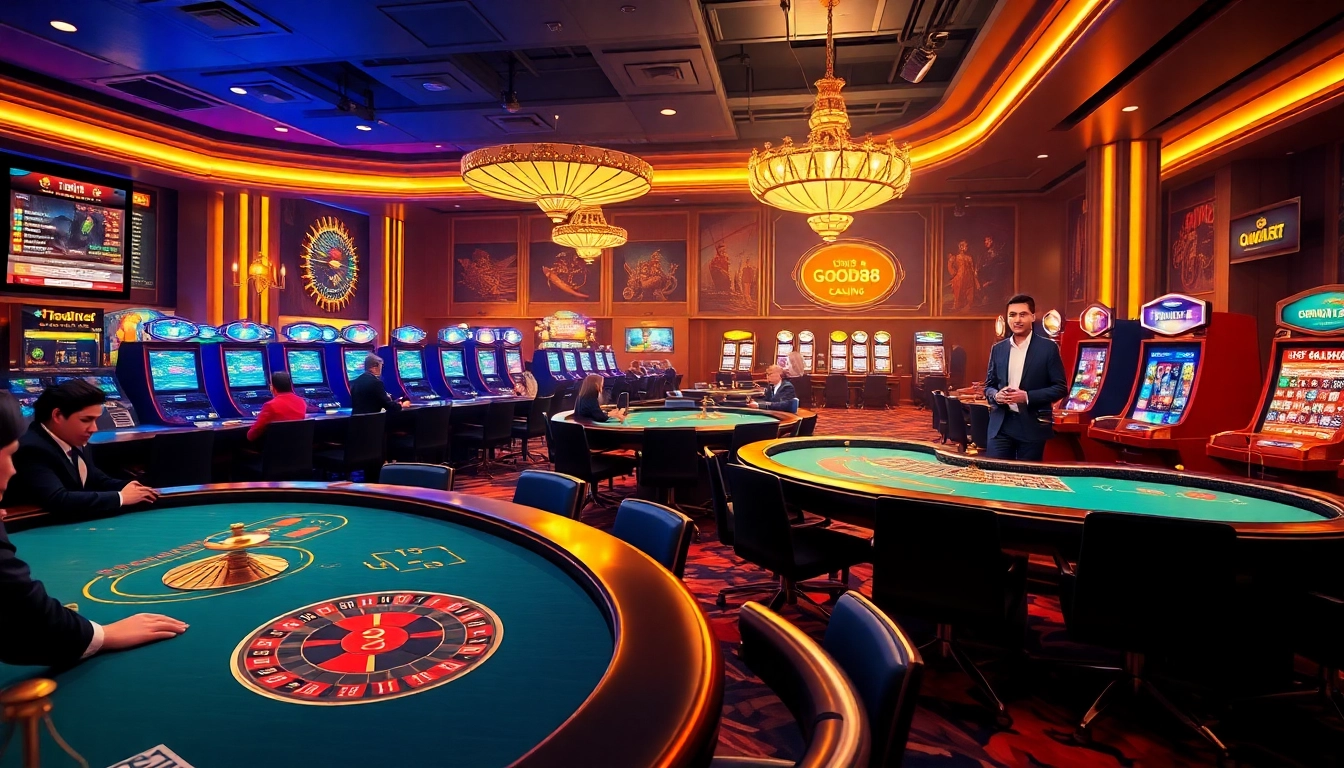 Online gaming experience at Good88.hu.net featuring vibrant casino tables and engaging dealers.