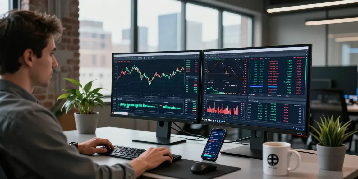 Trader analyzing real-time data on MetaTrader 5 in a modern workspace