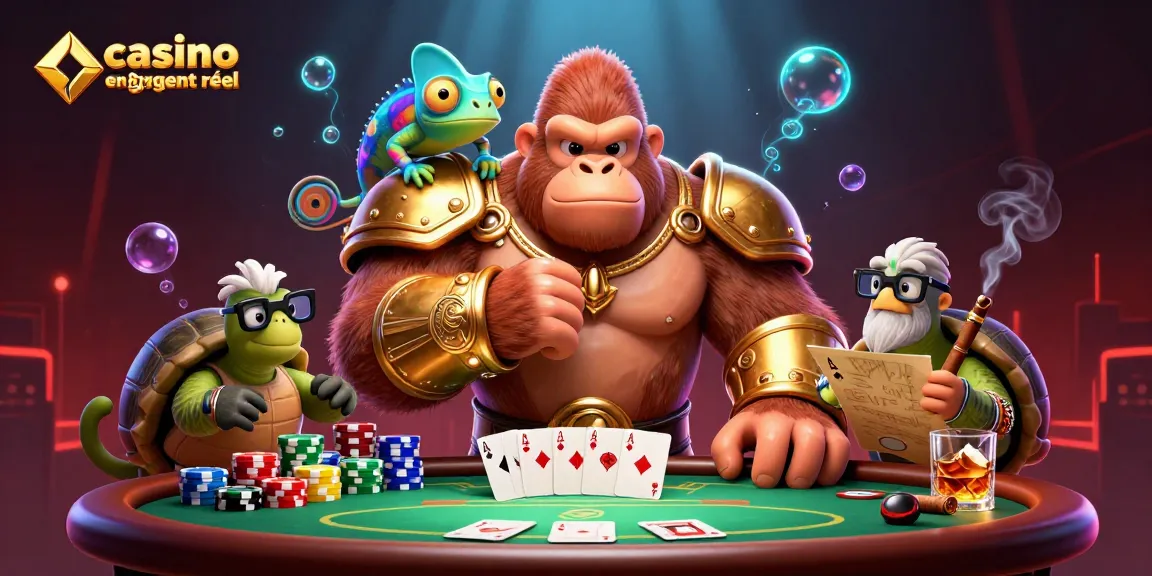 Venez découvrir le casino en ligne argent réel : Une scène captivante de personnages de casino animés.