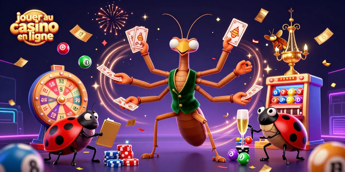 Jouer au casino en ligne avec des éléments ludiques, une mante religieuse et un croupier coccinelle.