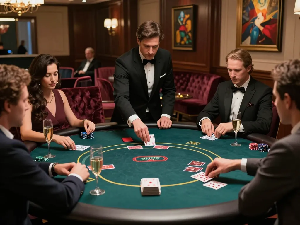 Play poker at a luxurious TT88 VIP table in a high-class casino setting