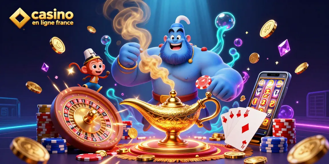 Jouez au casino en ligne France avec des personnages de contes et des jeux captivants, illuminés de lumières brillantes.