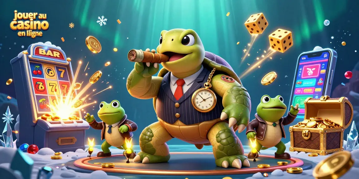 Jouer au casino en ligne avec une tortue massive, des grenouilles et des machines à sous juteuses.