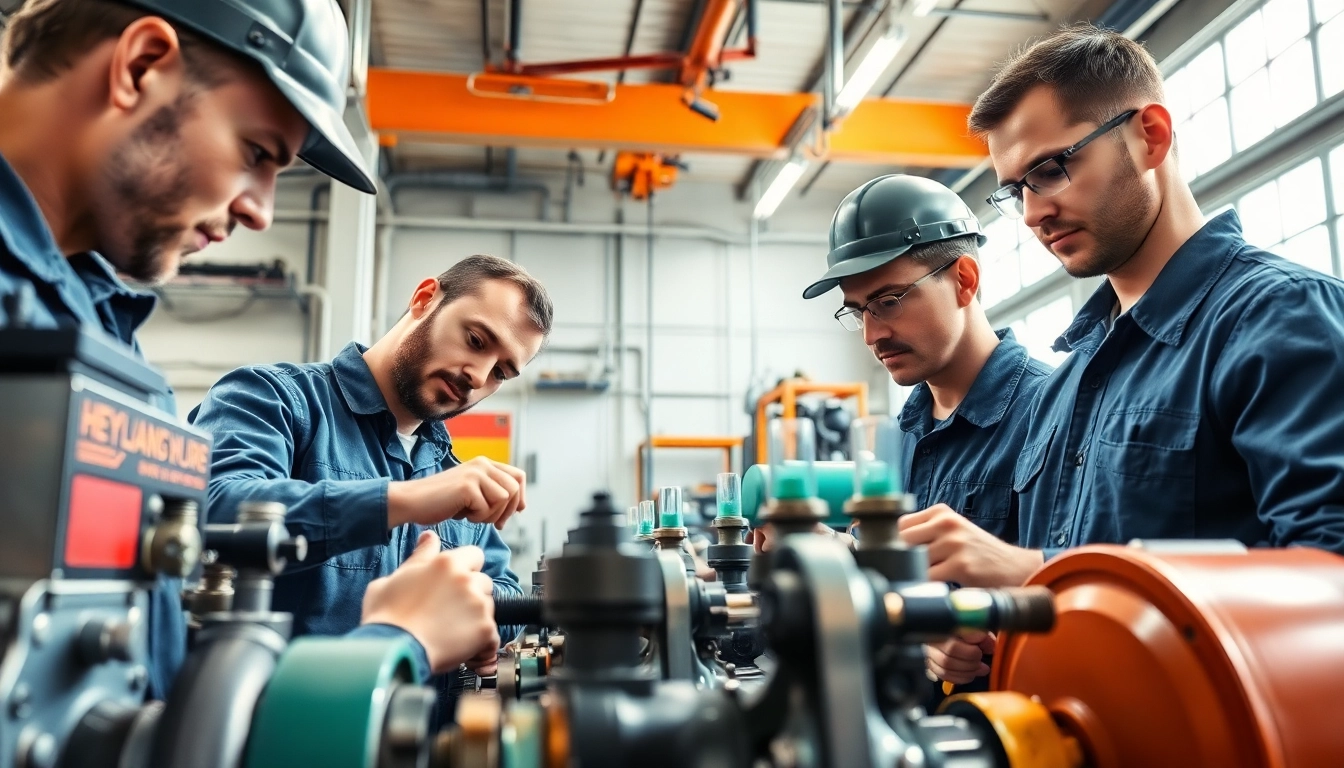 Technicians engaged in hydraulic system maintenance, ensuring optimal performance and safety.