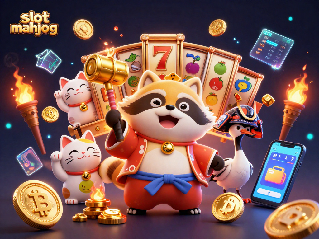 Slot mahjong menawarkan keseruan dengan simbol slot dan kucing keberuntungan dalam ilustrasi 3D hebat.