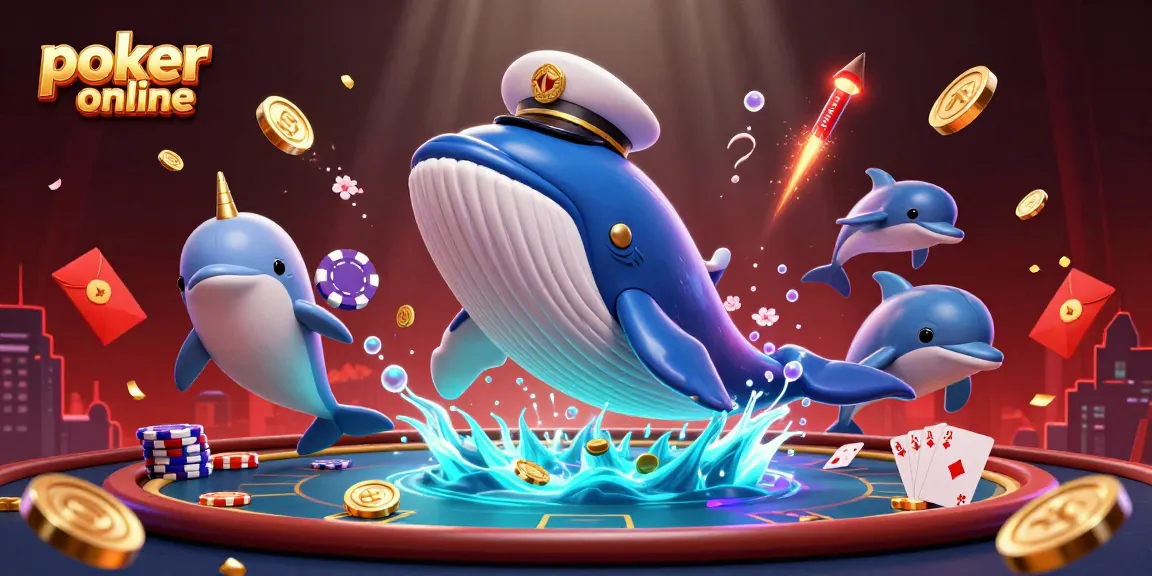 Jouez au poker en ligne avec une scène animée alliant un baleinier et des dauphins amusants.