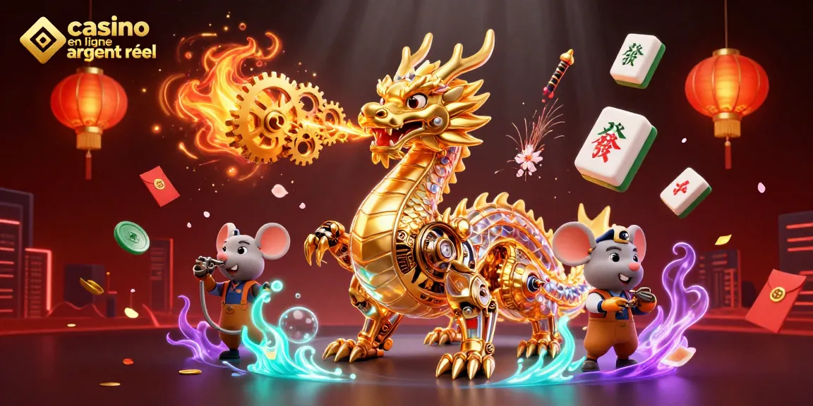 Jouez au casino en ligne argent réel avec des dragons biomechaniques et des éléments festifs
