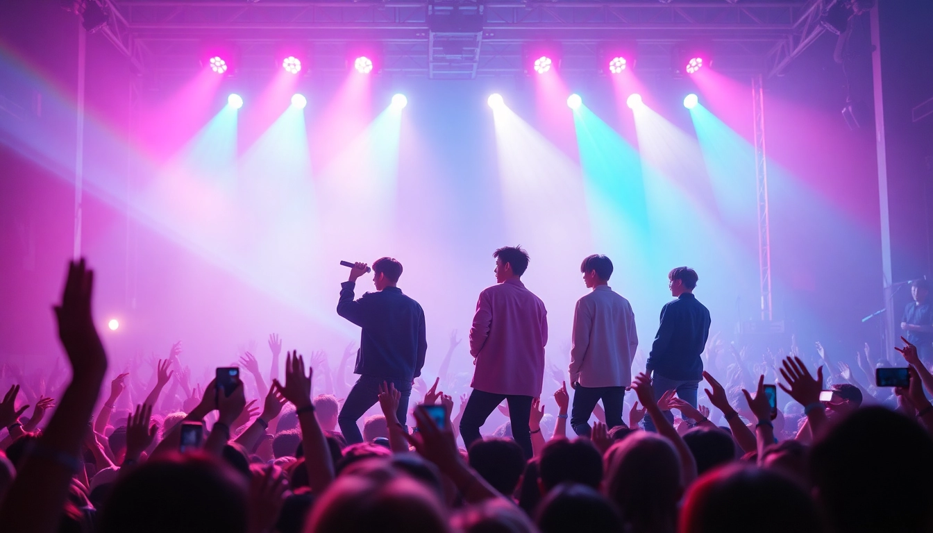 Experience the latest bts news through a vibrant K-pop concert scene featuring BTS members performing.