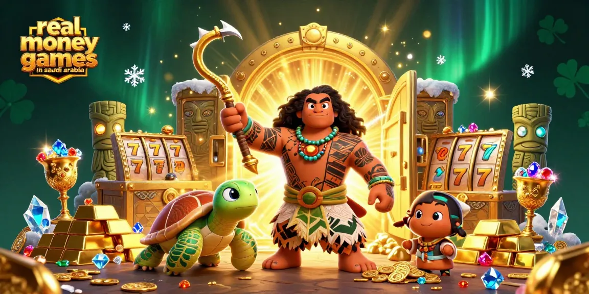 Engage in real money earning games in Saudi Arabia with this dynamic casino-themed illustration.