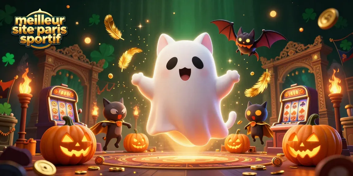 Découvrez le meilleur site de paris sportif avec un chat fantôme 3D et ses amis dans un casino animé.