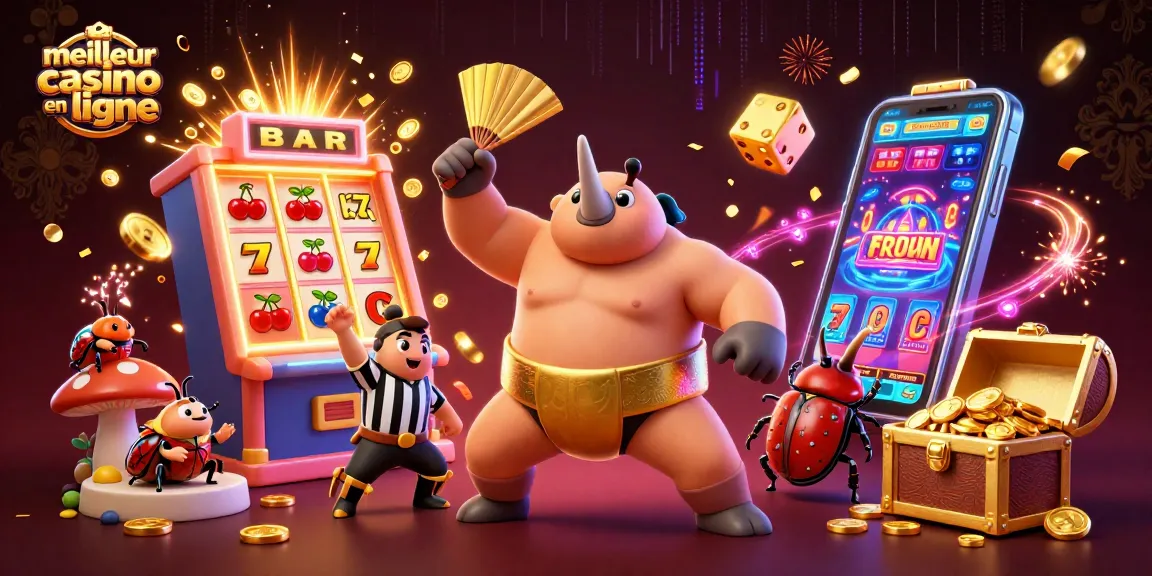 Illustrez l'univers du meilleur casino en ligne avec des personnages célèbres et des éléments de jeu palpitants.