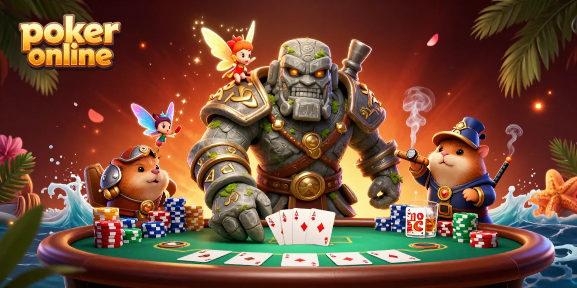 Jouez au poker en ligne avec des personnages fantastiques et une ambiance dynamique.