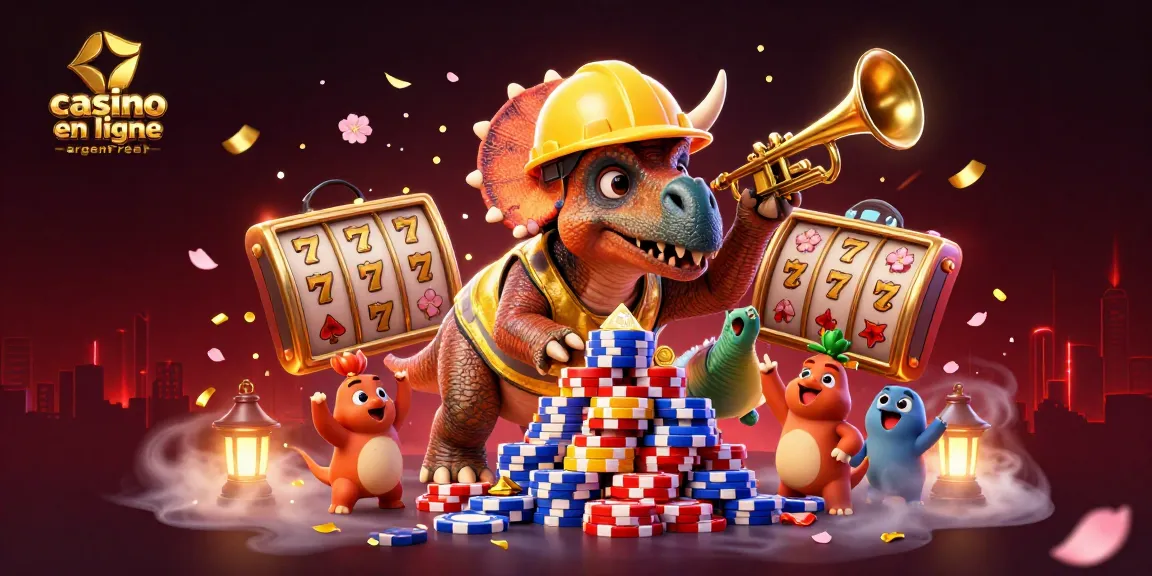 Émerveillez-vous avec le casino en ligne argent réel, où un tricératops construit une pyramide de jetons de poker entouré de jeux énergétiques.