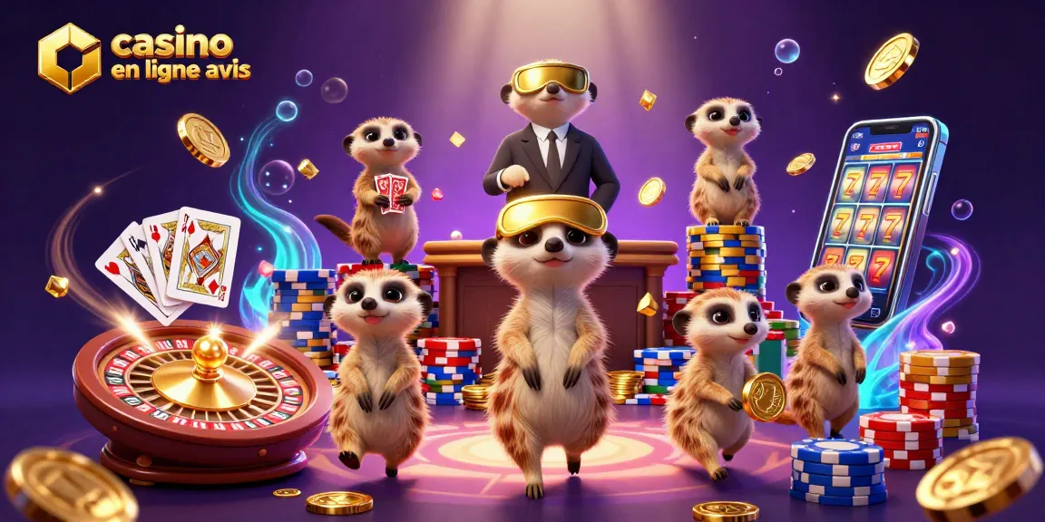 Les suricates gèrent un casino en ligne, révélant avis et opulence à travers des couleurs vives.