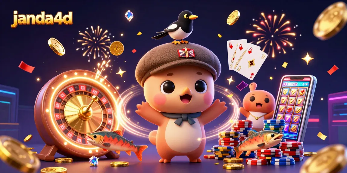 janda4d mengklaim jackpot dengan berbagai permainan slot dan perayaan dalam ilustrasi menarik ini.