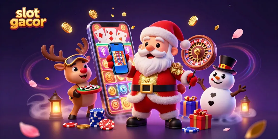 Experience the excitement of slot gacor with Santa, his reindeer, and a snowman in a festive casino