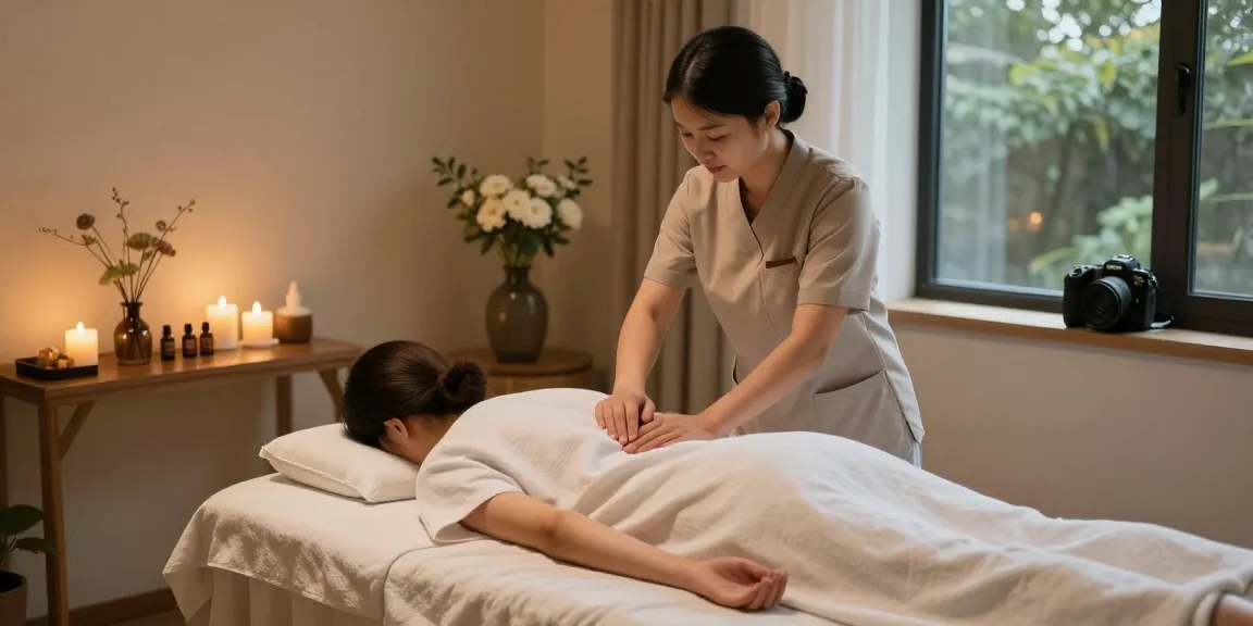 Serene 성동구출장마사지 spa room with calming ambiance and essential oils.