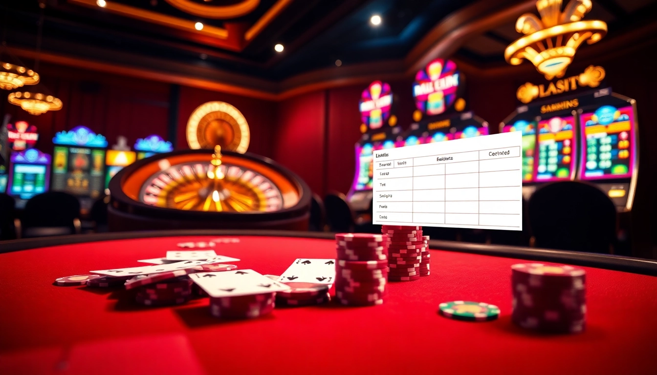 Vivez l'excitation du site de casino en ligne avec une élégante table de poker et une roue de roulette.