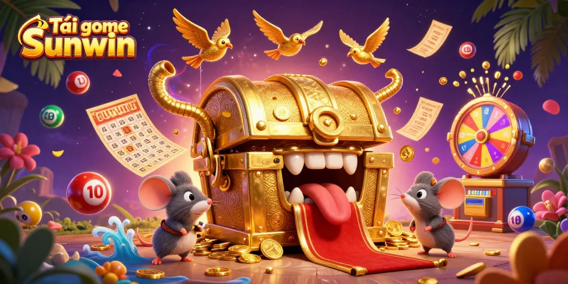 Immerse yourself in Tải game Sunwin with vibrant lottery balls, golden treasure chests, and exciting prizes!