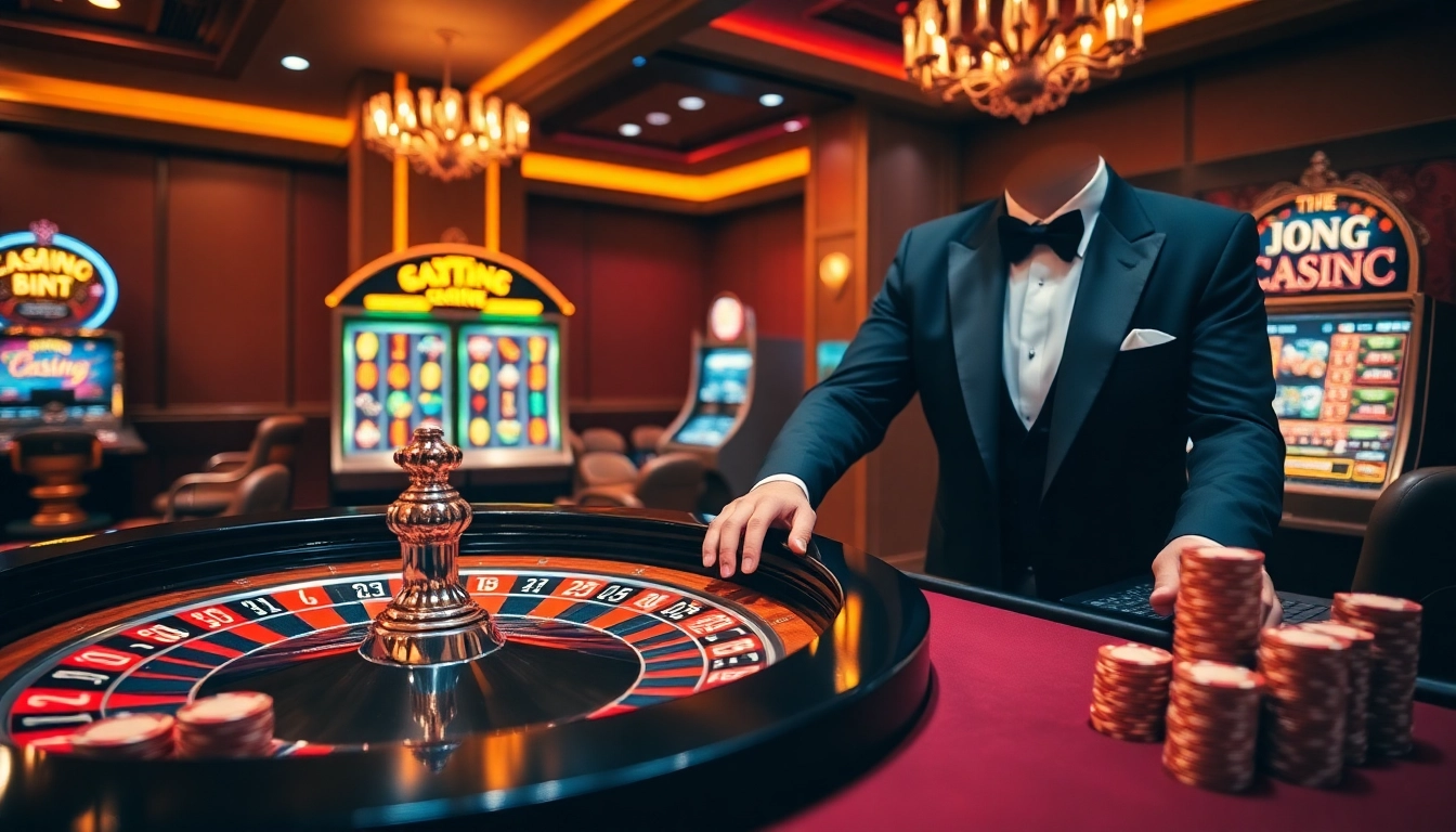 Vivez l'excitation de parier sur un site de casino en ligne avec une table de roulette luxueuse et des machines à sous vibrantes.